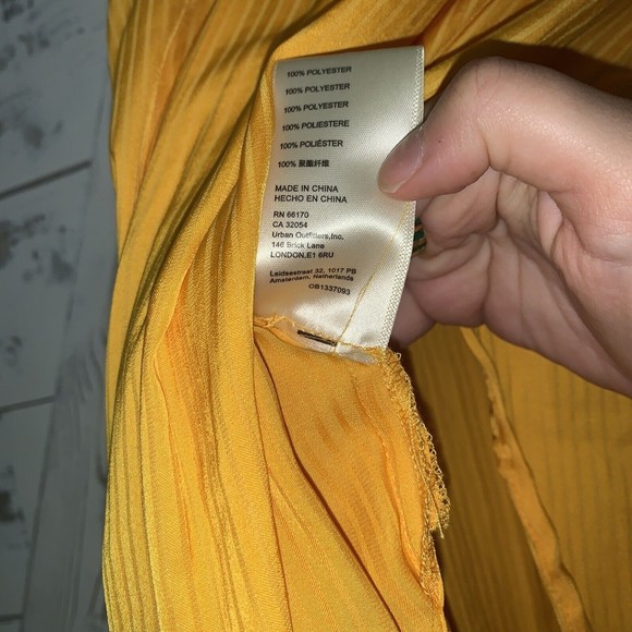 FREE PEOPLE Serena Silky Stripe Shirt carrot ginger yellow Long Sleeve Blouse - Picture 11 of 12